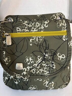Haiku Olive Green Floral Crossbody with Yellow Zip